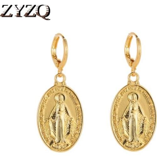 ZYZQ New Come Religion Earrings Euro Stylish Old Fashion Vintage Women Accessories Oval Shaped Pendant Wholesale Lots&Bulk