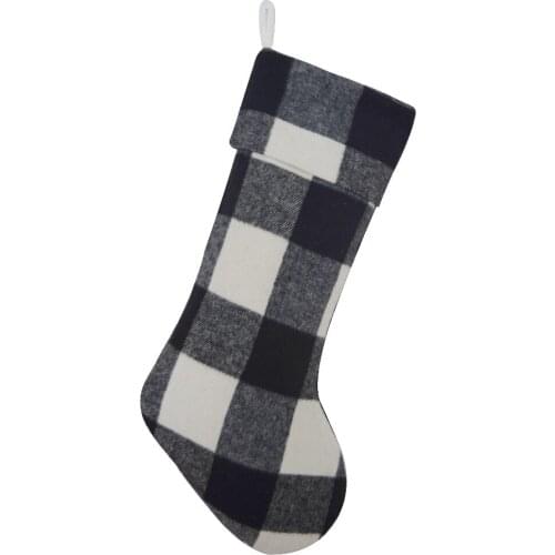New arrive Free Shipping White with black Plaid Body Christmas Stocking Christmas tree Decoration
