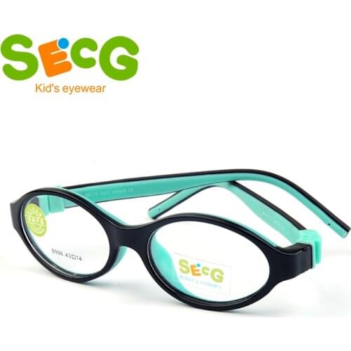 SECG Round Cute Kids Glasses Frame Optical Myopia Soft Flexible Detachable Transparent Children Glasses Spectacles Silicone