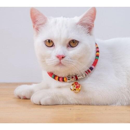 Cat Collar 4 Color ethnic style Adjustable Collar Small Dog Collar Bell Positioning Pet Collar Pet Supplies