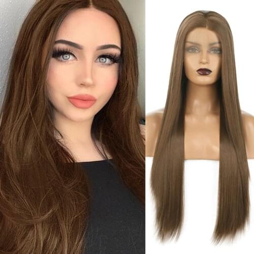 High Temperature Fiber Lace Front Wig Long Silky Straight Wigs for Women Synthetic Lace Front Wig Cosplay Lace Wigs