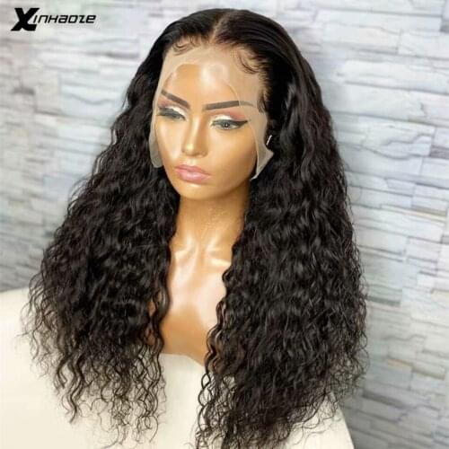 Water Wavy T Part 13x6x1 Lace Front Human Hair Wigs Natural Hairline Brazilian Remy 5x5 PU Silk Top Closure Wigs For Women