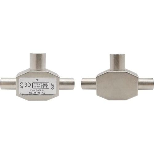 T Type Adapter TV Aerial Coaxial Splitter 1 Female to 2 Male TV Antennas Plug Tee Conversion Joint interface Video Connector