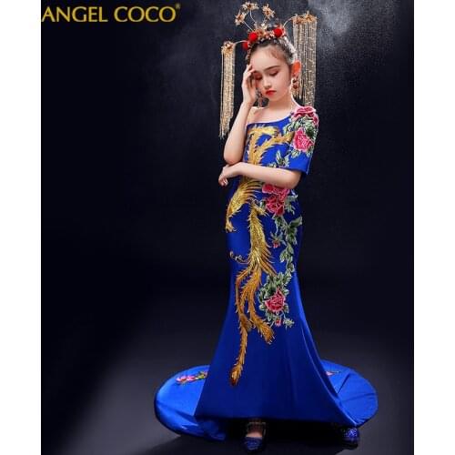 Mermaid Girls Dress for Wedding Evening Children Princess Party Pageant Long Gown Kids Dresses for Girls Teenage Girls Clothes