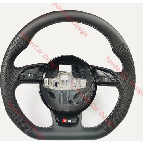Fully Perforated Leather Steering Wheel Flat Bottom Fully Alcantara for Audi RS3 RS4 RS5 A3 A4 A5 S3 S4 S5 2012-2021