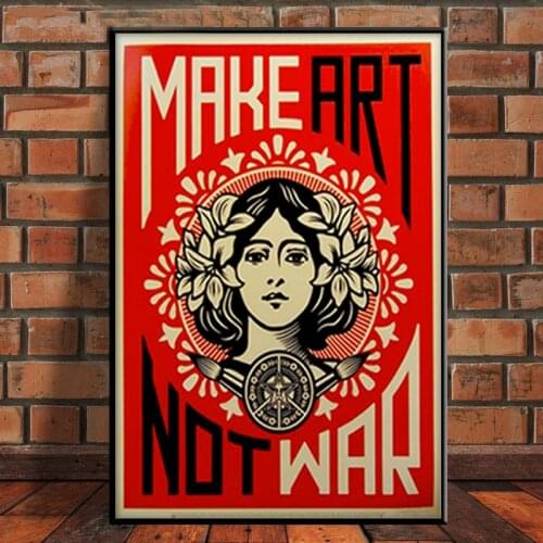 Pop Vintage Poster And Prints Make Art Not War Canvas Painting Murals Modern Wall Pictures For Living Room Decoration Frameless