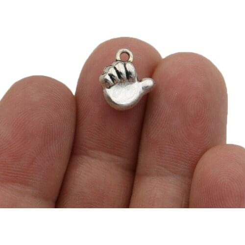 JAKONGO Silver Plated Hand Charms Pendants for Jewelry Making Bracelet DIY Accessories 13x11mm 20pcs