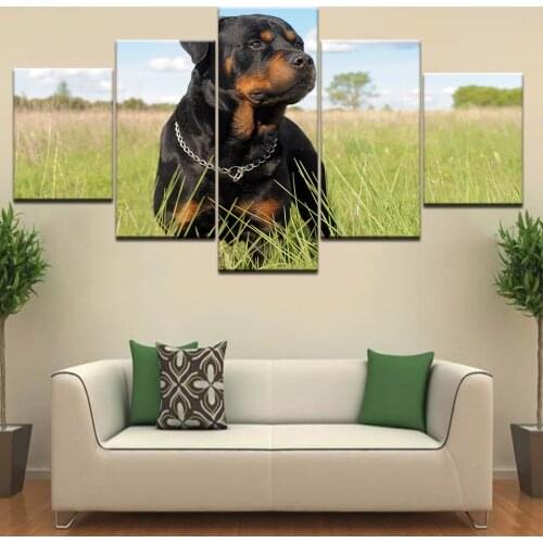 Frame Living Room Wall Art Pictures HD Printed 5 Pieces/Pcs Rottweiler Dog Animal Modern Painting On Canvas Home Decor Posters