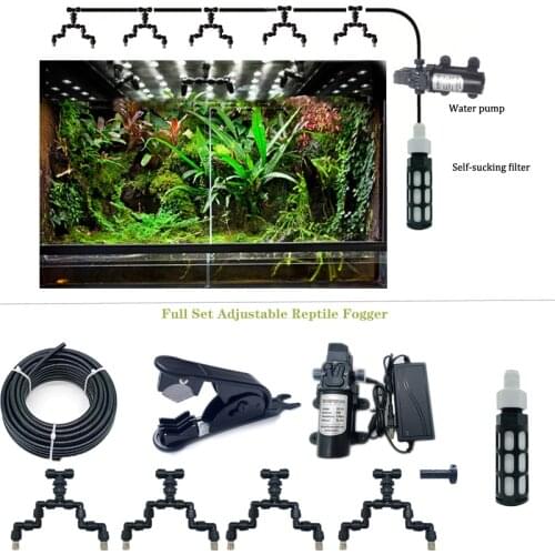 Reptiles Fogger Mist Sprinkler Rainforest Tank 360 Adjustable AquariumAquatic Pet Cooling System with 12V 60W Diaphragm Pump