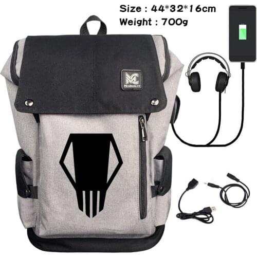 Teenager Backpack Anime My Hero Academia USB Charging Cartoon Headphone Travel Canvas Laptop Bag Casual Zip Student Schoolbag