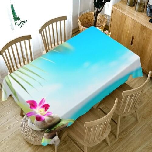 Thicken Cotton Tablecloth 3D Stone Flower Sunny Beach Pattern Rectangular/Round Table Cloth for Wedding Picnic Party