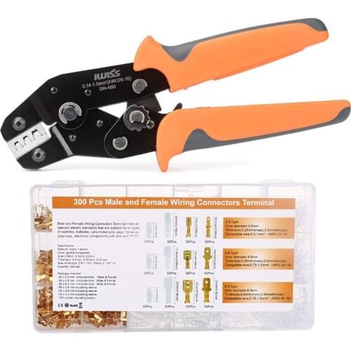 SN-48B Iwiss crimping tool 600pcs 4.8/5.08 plug terminal crimper pliers kit 26-16AWG wire 0.5-1.5mm² alicate hand tool krimptang