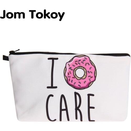 Jom Tokoy New fashion cosmetic organizer bag donuts Heat Transfer Printing Cosmetic Bag Fashion Women Brand makeup bag