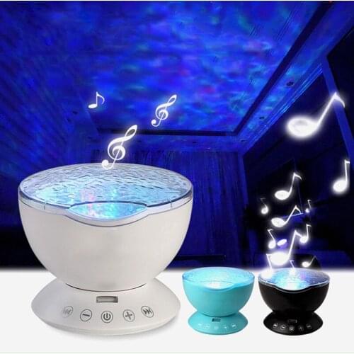 7 Color Starry Sky Led Night Light Ocean Wave Projector Lamp with Music Speaker Remote Control Baby Room Night Lamp Novelty Gift