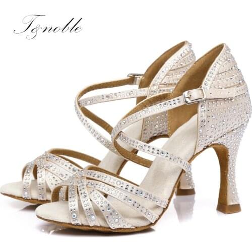 Latin-Dance-Shoes Rhinestone Salsa Professional Dancing Shoes Heeled For Girls Ladies 5-10cm