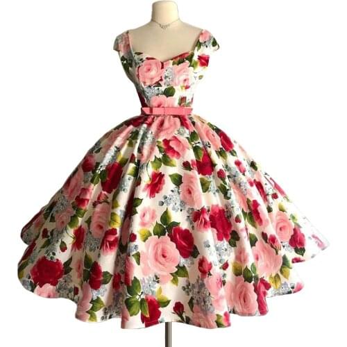 Spring Printed Flora A-line Short Cocktail Dresses robes de cocktail élégantes mariage grande taille pour femme