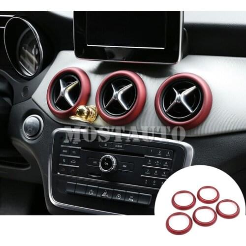 For Benz CLA C117 W117 Inner Center Console Air Vent Outlet Cover Ring 2013-2019 5pcs Car Accessories Interior Car Decor