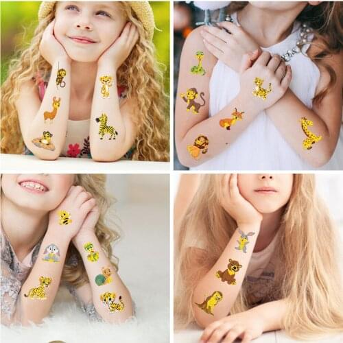 4pcs/set Fake Temporary Tattoos Stickers for Kids Cute Mermaid Unicorn Dinosaur Gold Tatoo Hands Body Tatuajes Temporales Ninos
