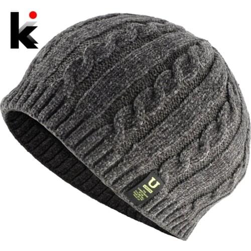 Knitted Beanie And Scarf For Men Solid Color Winter Thick Hat Scarf Set Mens Knit Skullies Beanies Double Layer With Velvet Hat