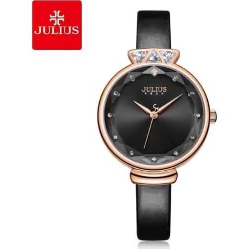 Julius Womens Watch Japan Quartz Aquarius Rhinestone Lady Hours Fashion Clock Bracelet Real Leather Girls Birthday Gift Box