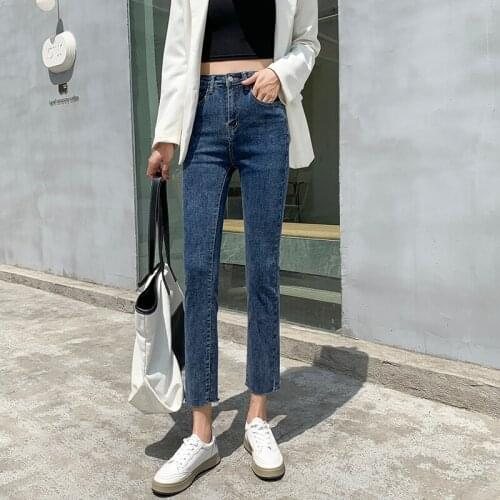 Women 2021 Casual Fashion Comfortable Versatile Denim Ladie straight long Pants Vintage Jeans girls temperament solid trousers