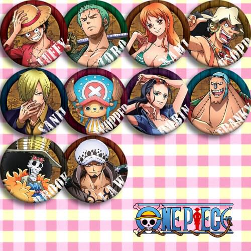 ONE PIECE Anime Badge Jinbe Luffy Zoro Sanji Buggy Ivankov Ace Moria Mihawk Kuma Koby Metal Badge Brooch Pins