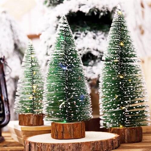 1pcs Christmas Tree Arbol De Navidad New YearS Mini Christmas Small Pine Tree With String Light Desktop Window Display Decor