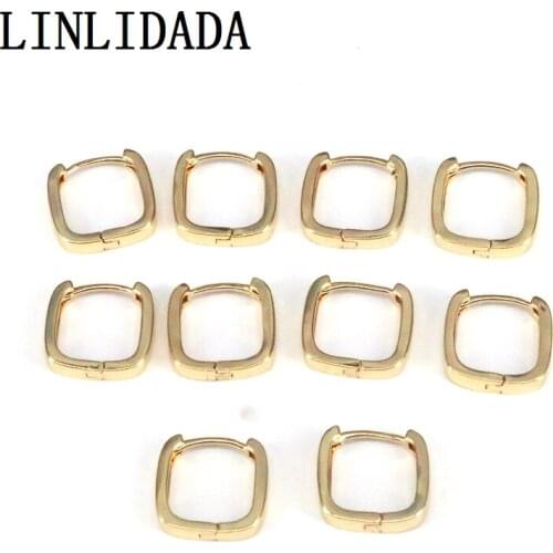 10Pairs Copper Minimalist Square Geometric Gold Color for Women Hoop Earrings Fashion jewelry