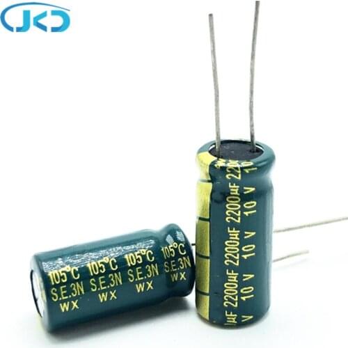 10pcs 10v 2200UF 10*20mm High Frequency Low Impedance 10v 2200UF Aluminum Electrolytic Capacitor 2200uf 10v 20