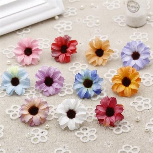 10PCS 3.5cm Mini Daisy Flower Heads Artificial Flower Wedding Home Decoration DIY Wreath Scrapbook Handicraft Craft Accessories
