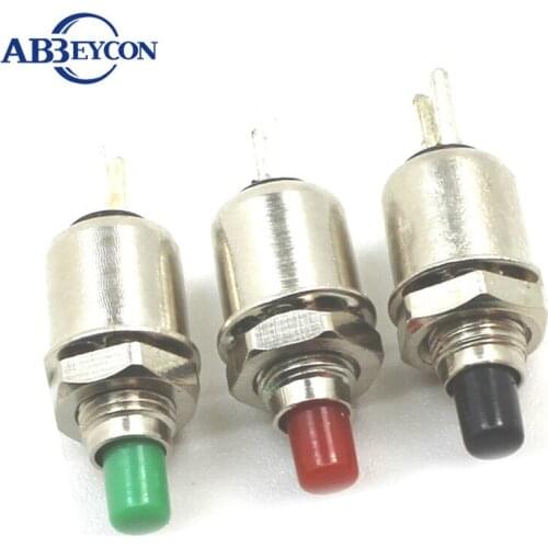 100pcs 5mm Spring Return Momentary Switch Mini Push Button Switch DS-402 Red Green Black 1NO Push Button