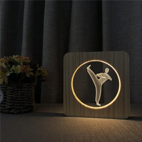 Judo Karate 3D USB LED Arylic ABS Lamp Table Light Switch Control Carving Lamp for Childrens Room Decoration Dropshipping