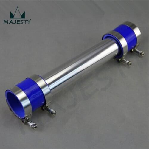 60mm 2.36" inch Aluminum Turbo Intercooler Pipe Piping Tubing + silicon hose +T-clamps kits BLUE