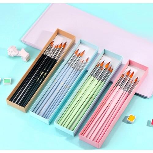 7/10Pcs Nylon Artist Paint brush Pig bristles brushes for painting Professional Watercolor Gouache Supplies Oil Acrylic drawing