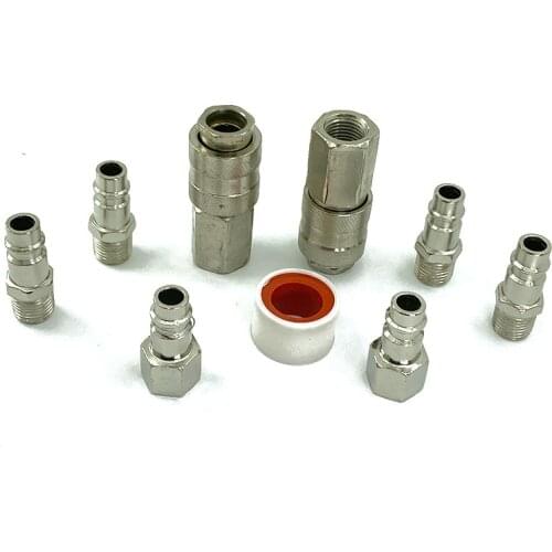 8pcs/Kit Pneumatic Quick Connector European Style 1/4''NPT Air Coupling Male and Female Set