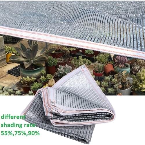 90%~55% Rate Silvery Aluminum Foil Sunshade Net Greenhouse Balcony Roof Succulent Plants Protective Cover Outdoor Carport Cloth