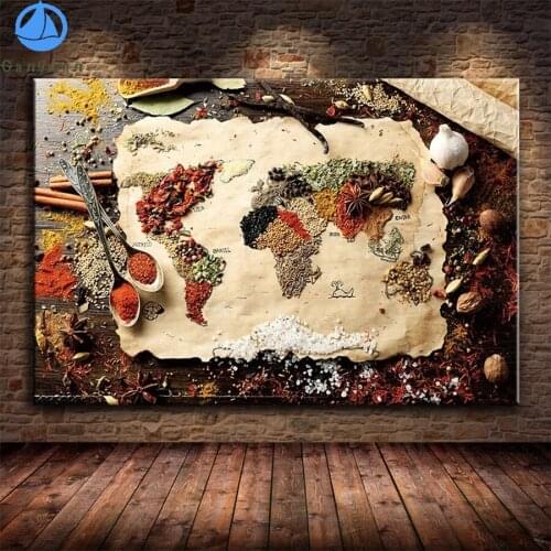 5D DIY Diamond Embroidery Modern art, grains and spices, world map Diamond Painting Cross Stitch Mosaic New Arrival Wall Art