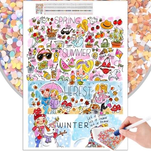 5D DIY Diamond Painting Comic Cartoon Mosaic Happy Every Day Full Round Square Rhinestone Embroidery Cross Stitch Picture Art