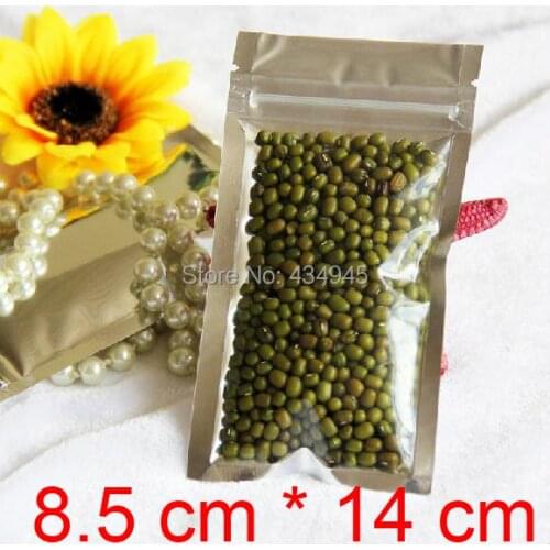 Free Shipping 200pcs/lot 8.5 cm * 14 cm *160mic High Quality Half Clear + VMPET Zip Lock Bag Tea Packaging Bags Small Gift Bags