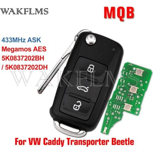 MQB 5K0 837 202 BH 5K0 837 202 DH Remote Car Key 433MHz For VW Caddy Transporter Beetle Jetta Sharan Scirocco Polo Tiguan