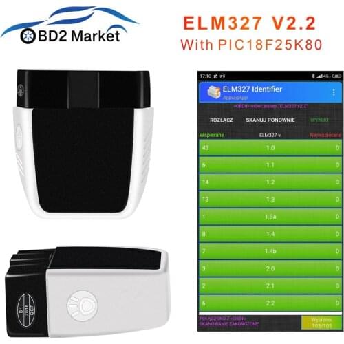 Elm327 V2.2 BT-Wireless 4.0 obd2 diagnostic tool with PIC15F25K80 for IOS/Android car diagnostics better than ELM 327 V1.5 V2.1