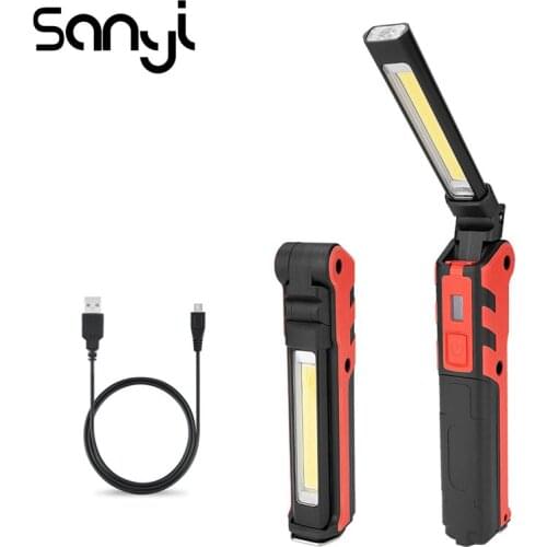 SANYI Magnetic LED COB Flashlight Torch Portable Lamp Built-in Battery USB Cable Working Light for Camping Hunting