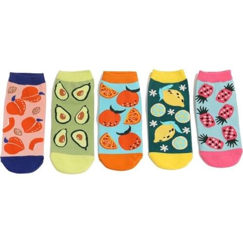 Fruit Animal Fashion Women Socks Summer Cotton Avocado Print Harajuku Couple Christmas Socks Cute No Show Short Funny Sox Female