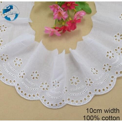 10cm wide 100% Cotton embroid lace sewing ribbon guipure trim wedding decoration DIY dolls colthes Accessories lace edge#4097