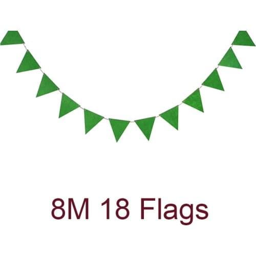 8M 18Flags Green slinger Party Bunting Pennants flag Banners baby birthday wedding garland banderines de tela party decoration