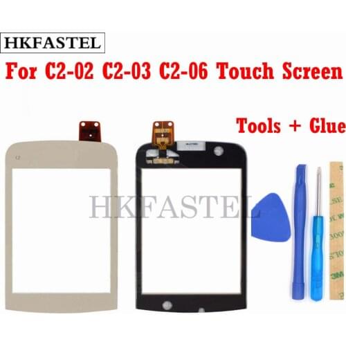 HKFASTEL High Quality Touch For Nokia C2-02 C2-03 C2-06 Touch Screen Digitizer Sensor Front Glass Lens panel + tools + glue