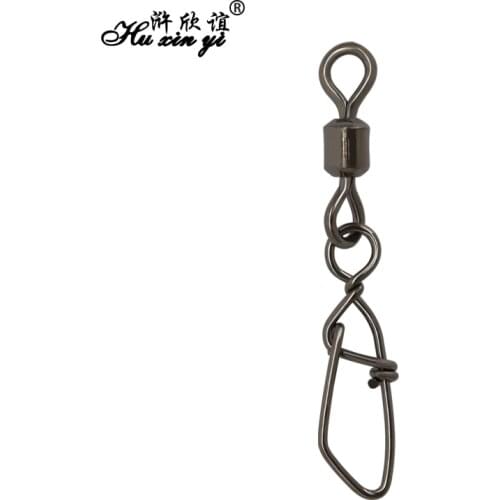HXY PCS(100 50) SIZE(12# 10# 8# 6# 4# 2# 1/0#) Rolling swivel with Germany snap A Stainless steel fishing accessories tackle