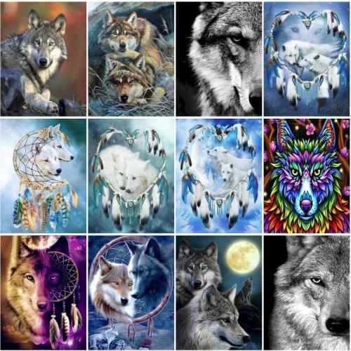 Oil Painting By Numbers Art Wolf Animal On Canvas For Adult Kit Picture Coloring By Number Frame For Drawing Handmade Home Decor