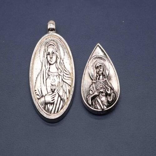 Catholic Maria Madonna Medal of Mercy. Mercy Mary Pendant Medallion Necklace / Bracelet