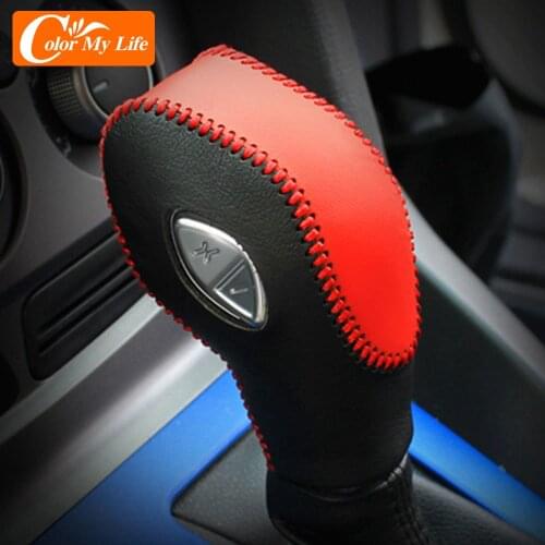 AT Leather Gear Shift Knob Cover for Ford Focus 3 MK3 Kuga Escape 2013 - 2018 Handbrake Hand Brake Covers Gear Shift Collars